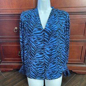 Vince Camuto animal zebra printed button up blouse